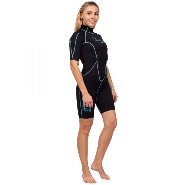 Wetsuit Marlin MALIBU SHORTY LADY 2.5 mm Black/Aqua blue