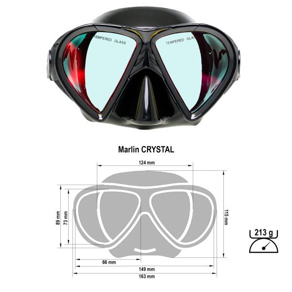 Marlin Crystal Black Mask with mirror lenses