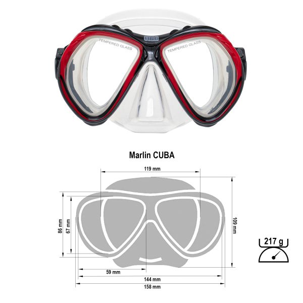 Marlin Cuba Red/transparent Mask