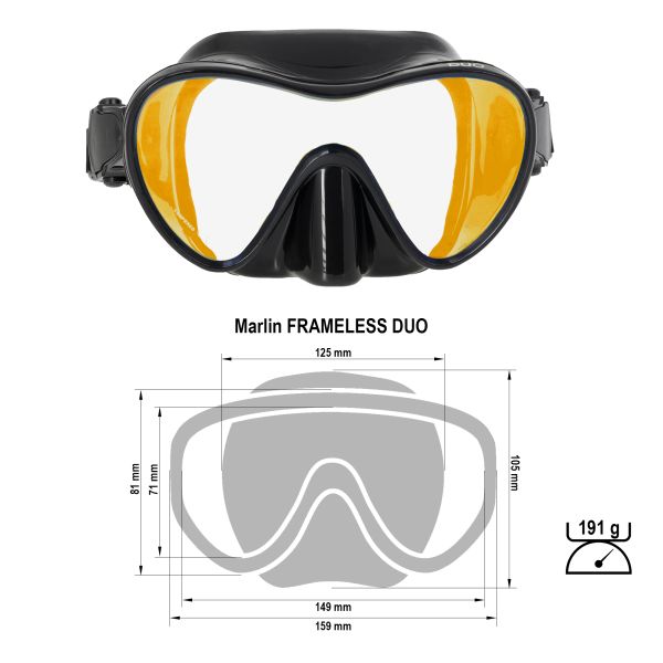 Маска Marlin FRAMELESS DUO Black з просвітленим склом Orange