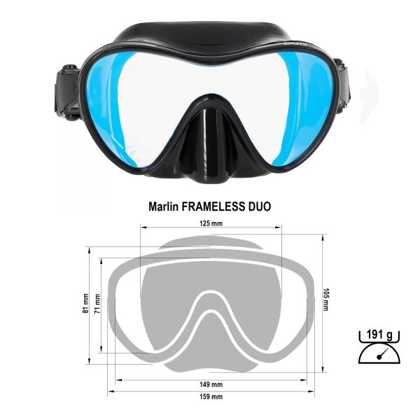 Mask Marlin FRAMELESS DUO Black with yellow mirror lens