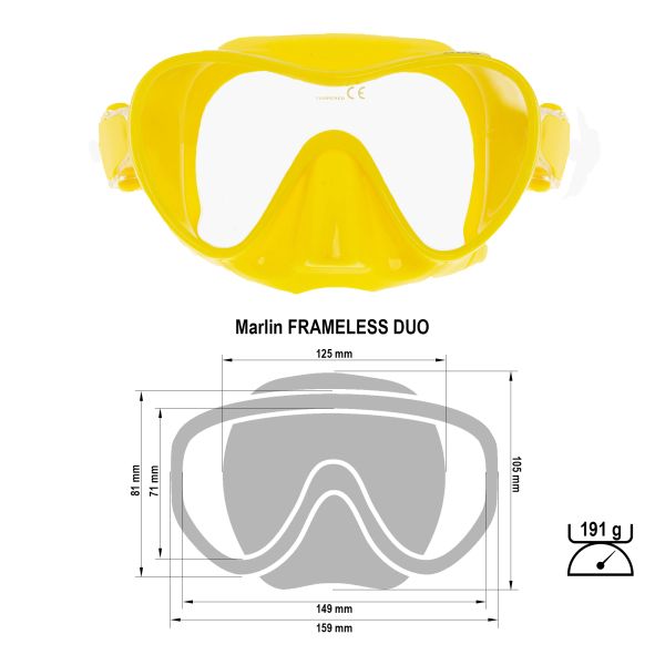 Máscara Marlin FRAMELESS DUO Amarillo