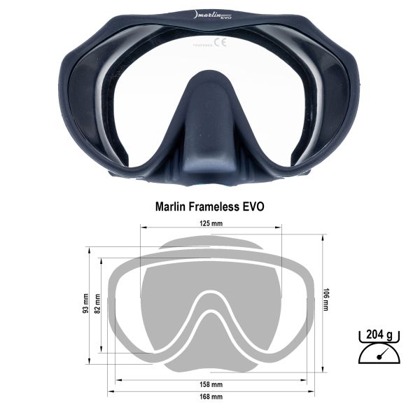 Máscara Marlin FRAMELESS EVO Azul oscuro