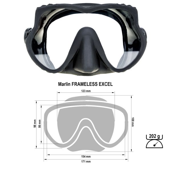 Marlin Frameless Excel Máscara Negro