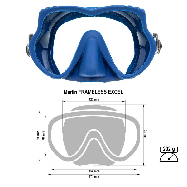 Маска для подводной охоты Marlin Frameless Excel Blue