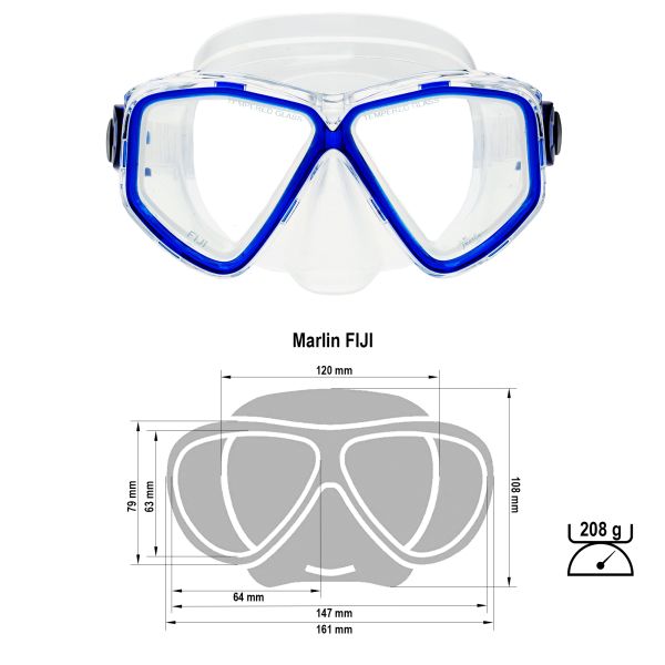 Marlin Fiji Blue/transparent Mask