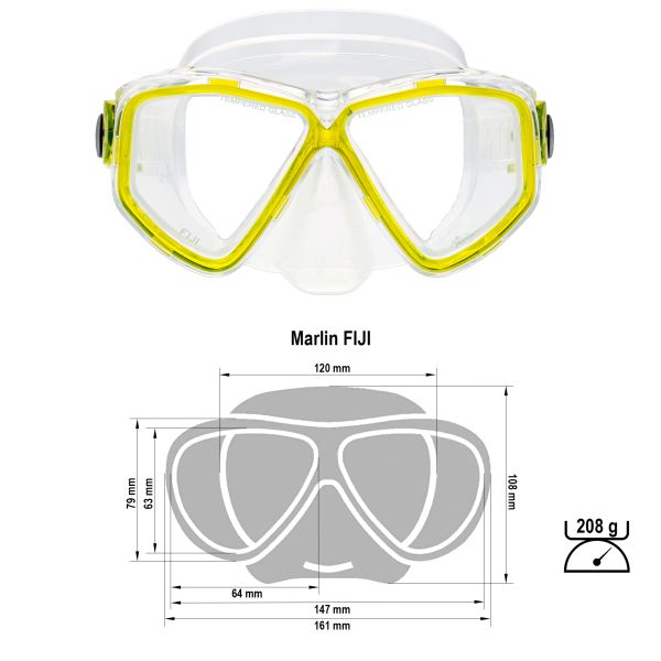 Маска для подводного плавания Marlin Fiji Yellow/trans