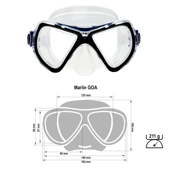 Marlin Goa Blue/black/transparent Mask