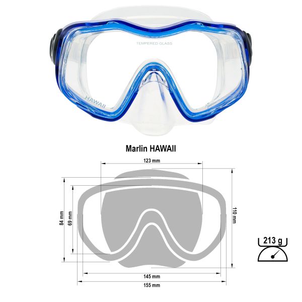 Marlin Hawaii Blue/Transparent Mask