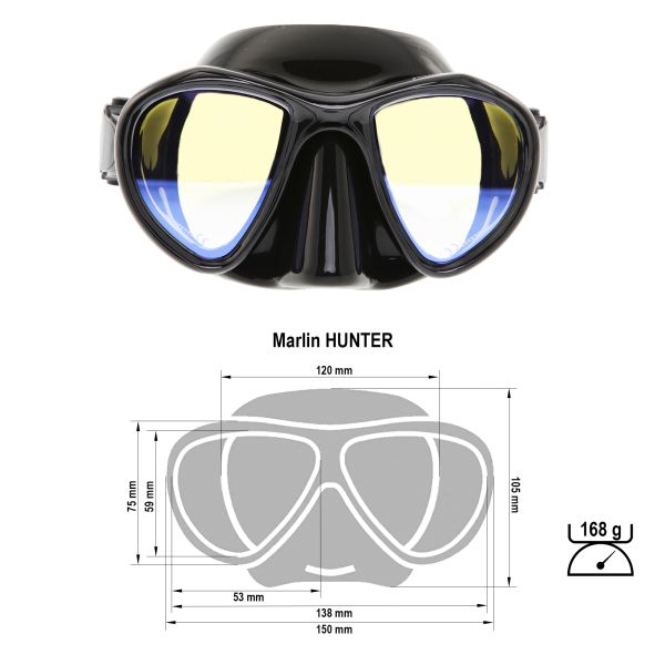 Mask Marlin HUNTER Black with yellow mirror lens