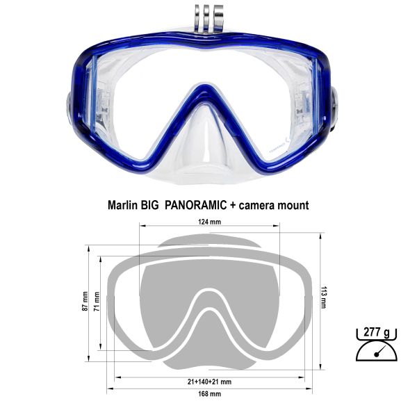 Mask Marlin Big Panoramic Blue + GoPro mount