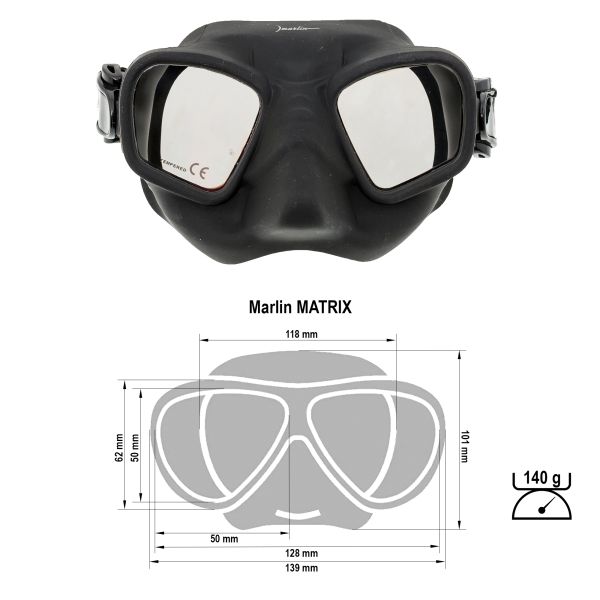 Máscara Marlin MATRIX Negro con lentes de espejo