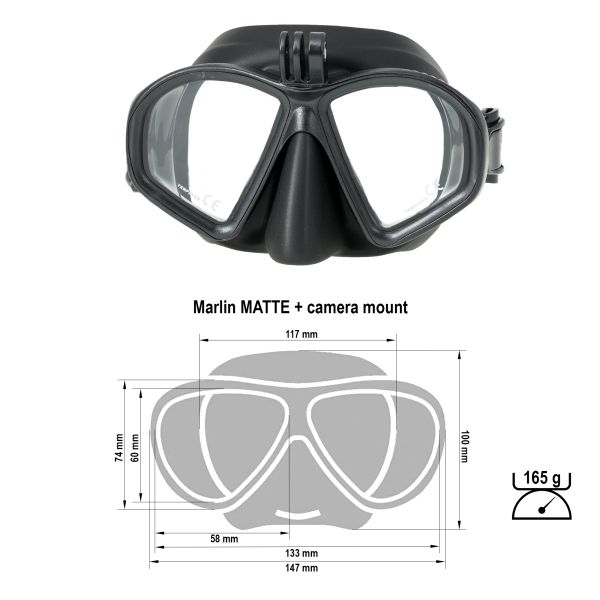 Mask Marlin MATTE Black with camera mount