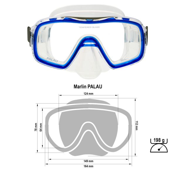 Маска для ныряния и погружения Marlin Palau Blue/trans