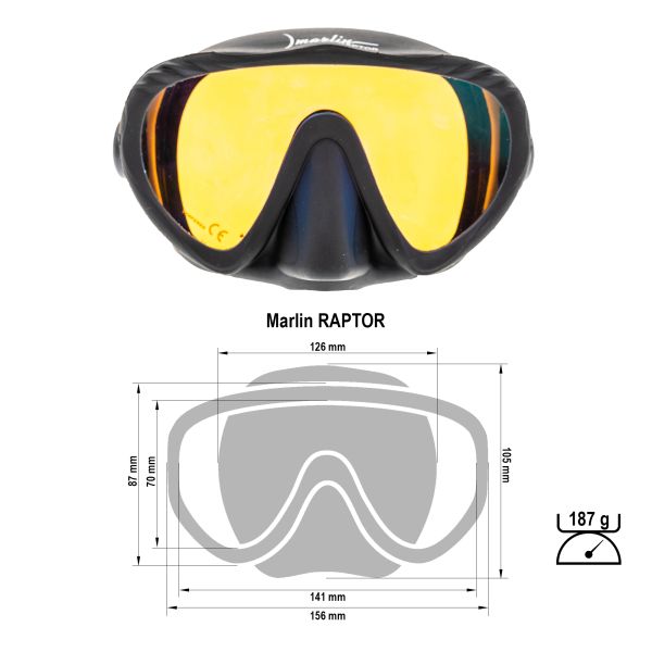 Mask Marlin RAPTOR Black with yellow mirror lens