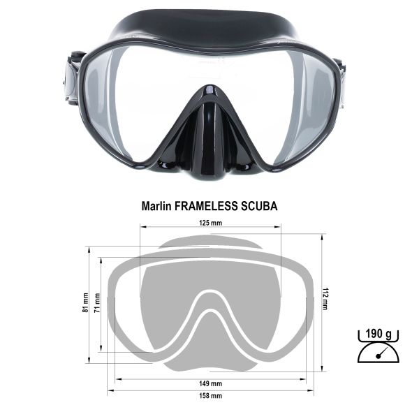 Máscara Marlin FRAMELESS SCUBA Negro