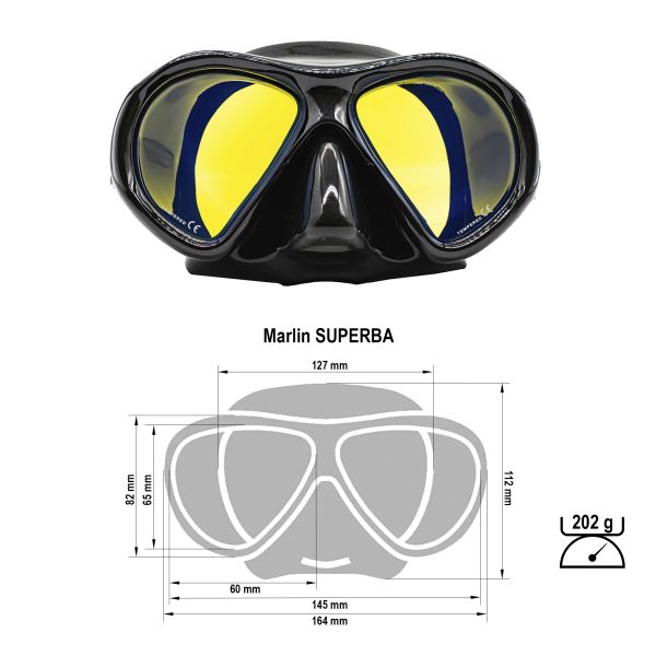 Mask Marlin SUPERBA Black with yellow mirror lens