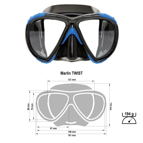 Маска для подводной охоты Marlin Twist Black/Blue