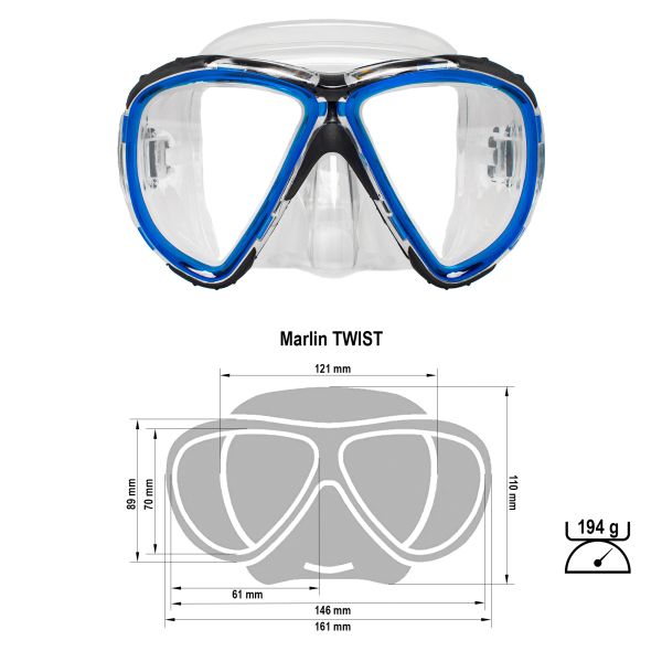 Marlin Twist Blue/transparent Mask